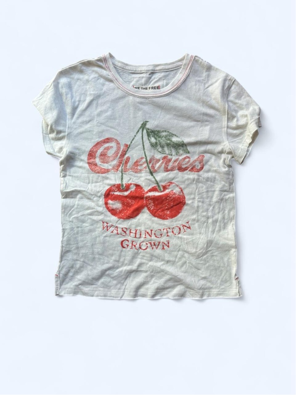 We The Free White Tee with Red Cherry Graphic